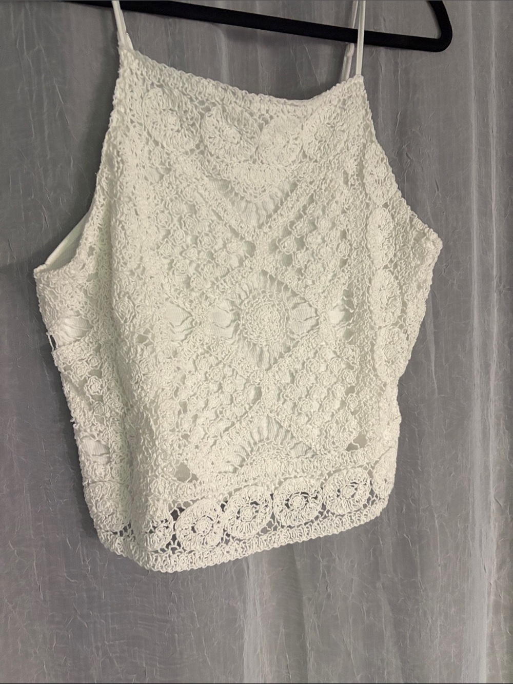 Women's White Crochet Halter Camisole